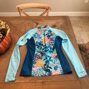 COOLIBAR ~ WOMENS MEDIUM ~ ESCALANTE ZIP RASH GUARD LONG SLEEVE SWIM SHIRT